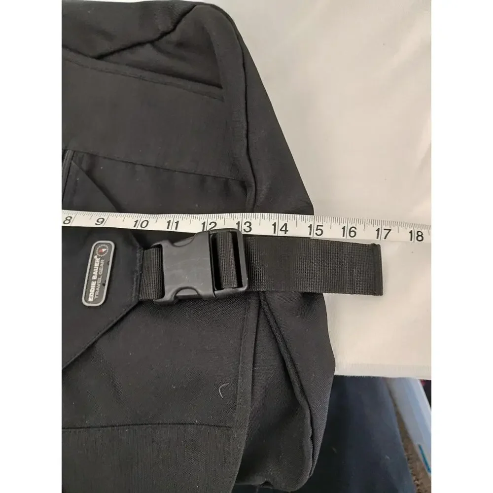 Eddie Bauer Travel Gear Messenger Bag Black Adjustable‎ Strap Multi-Pocket